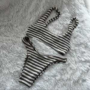 White and Grey Scrunchy Bikini